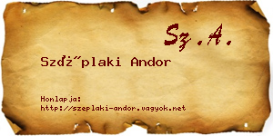Széplaki Andor névjegykártya